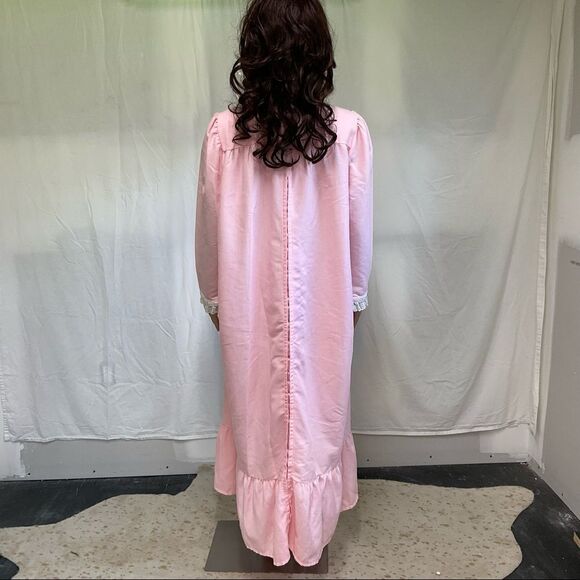 CasaBella Pink Lace Trim Full Zip Long Sleeve Night Gown Pajama Robe Dress XL - Picture 4 of 15